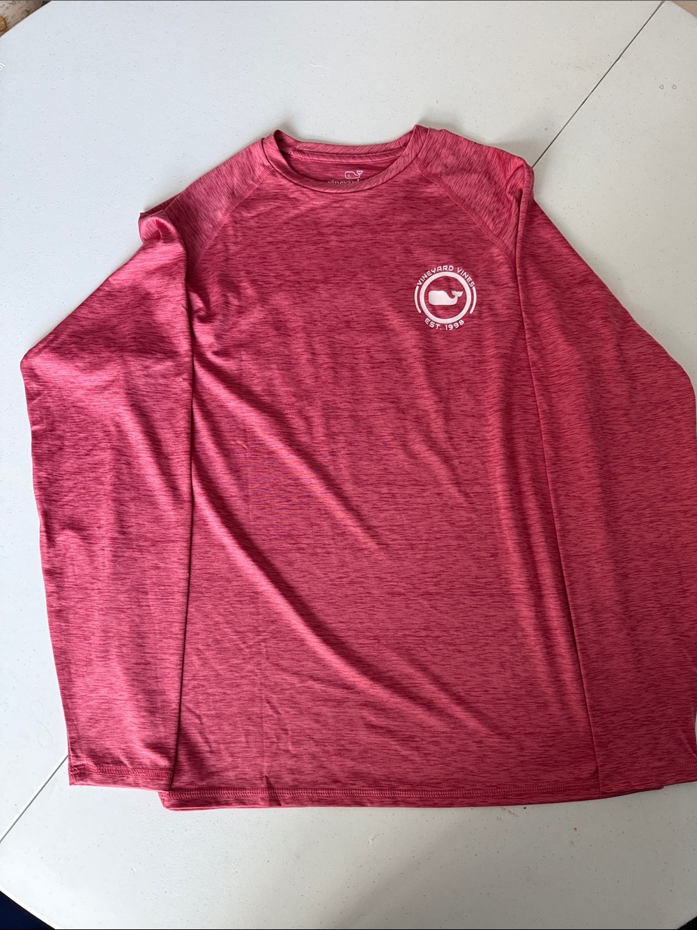 Vineyard Vines Men's Long-Sleeve Performance Tee - Heather Rose Red #D6